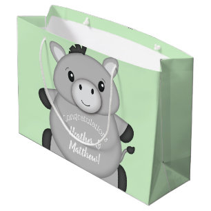 Grand Sac Cadeau Donkey Baby shower Green