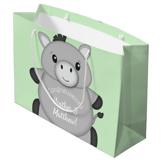 Grand Sac Cadeau Donkey Baby shower Green (Dos Angle)