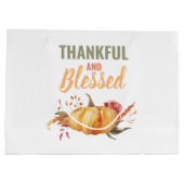 Grand Sac Cadeau Donner Merci Aquarelle Citrouille Thanksgiving Gra (Dos)