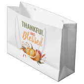 Grand Sac Cadeau Donner Merci Aquarelle Citrouille Thanksgiving Gra (Devant Angle)