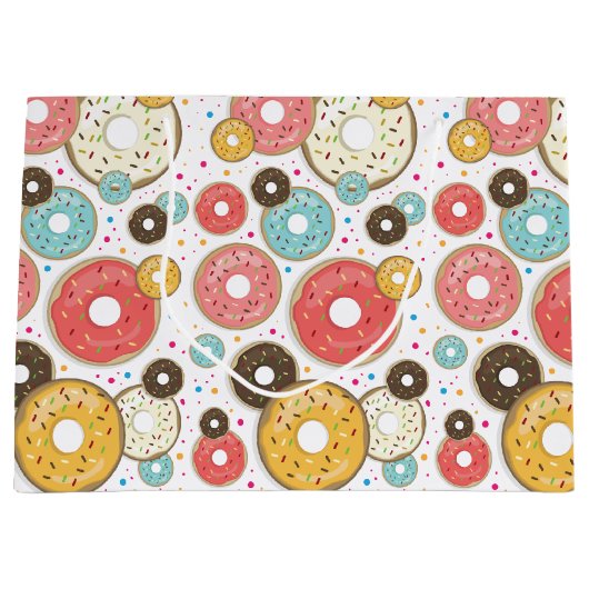 Grand Sac Cadeau Donuts Colorful Pattern (Devant)