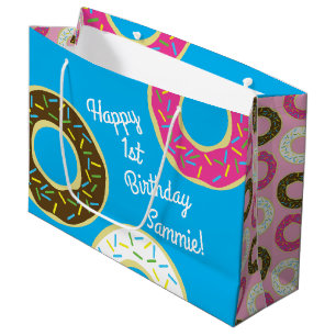 Grand Sac Cadeau Donuts Doughnut colorée1er Anniversaire Thème de f