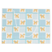 Grand Sac Cadeau Doodle Chien Bleu Jaune mignon Amusant (Dos)