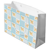 Grand Sac Cadeau Doodle Chien Bleu Jaune mignon Amusant (Dos Angle)