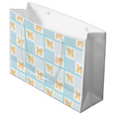 Grand Sac Cadeau Doodle Chien Bleu Jaune mignon Amusant (Devant Angle)