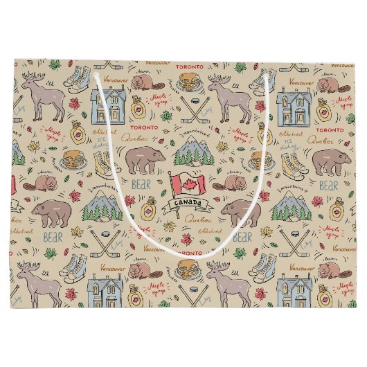 Grand Sac Cadeau Doodles canadiens (Dos)