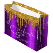 Grand Sac Cadeau Douce à goutte d'or16ème violet nuptiale foncé vio (Devant Angle)