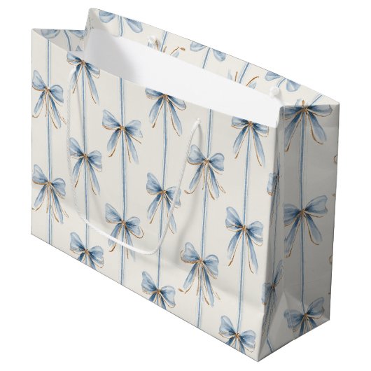 Grand Sac Cadeau Douce Mariée Rubans Bleus (Devant Angle)
