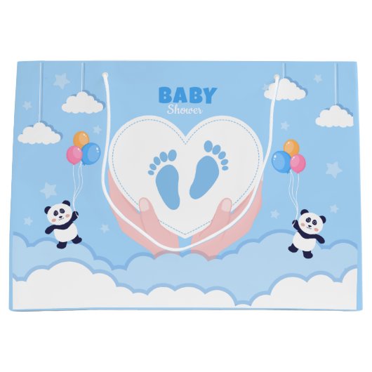 Grand Sac Cadeau douche bébé garçon (Devant)