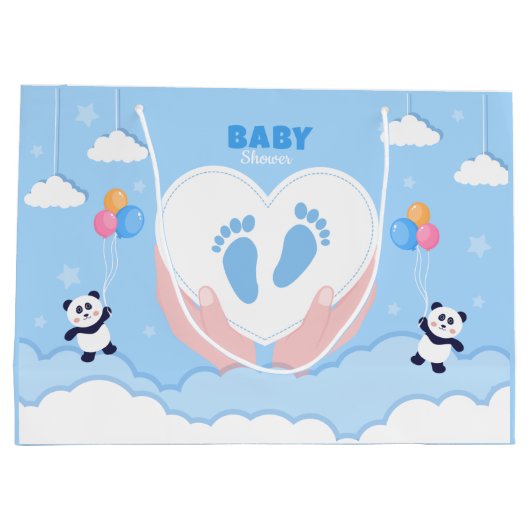 Grand Sac Cadeau douche bébé garçon (Dos)