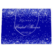 Grand Sac Cadeau Douche nuptiale bleu nom mariage (Devant)