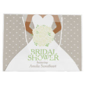 Grand Sac Cadeau Douche nuptiale robe blanche mariage roses blanche (Dos)