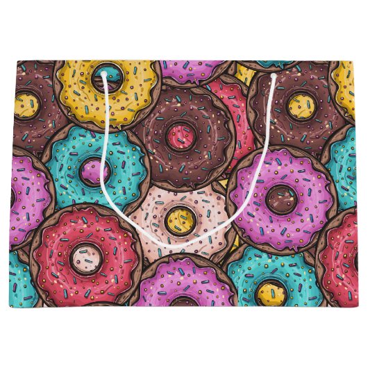 Grand Sac Cadeau Doughnut colorée (Devant)