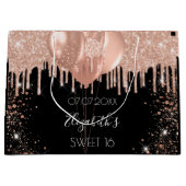 Grand Sac Cadeau Doux 16 ballons de parties scintillant en or noir (Devant)