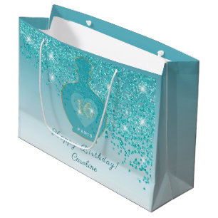 Grand Sac Cadeau Douze ans charmants parfum azur bleu sarcelle pail