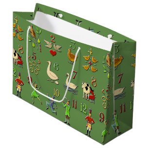 Grand Sac Cadeau Douze jours de Noël votre couleur d'arrière - pl