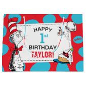 Grand Sac Cadeau Dr. Seuss Chat à l'anniversaire du Casquette (Devant)