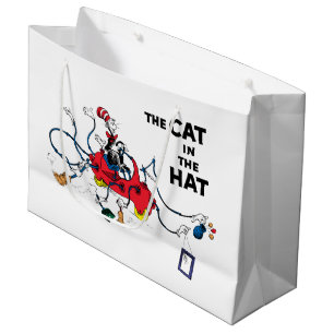 Grand Sac Cadeau Dr Seuss   Chat dans le Casquette nettoie vers le 