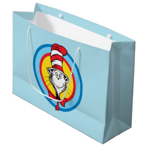 Grand Sac Cadeau Dr. Seuss Graphisme de tête de Chat dans le Chap