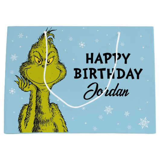 Grand Sac Cadeau Dr Seuss | Grinch Winter Birday (Devant)