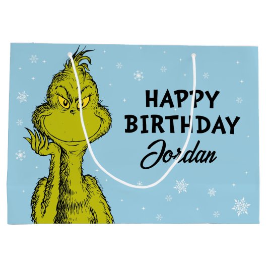 Grand Sac Cadeau Dr Seuss | Grinch Winter Birday (Dos)