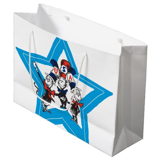 Grand Sac Cadeau Dr Seuss | Little Cats USA Graphisme Casquette (Devant Angle)