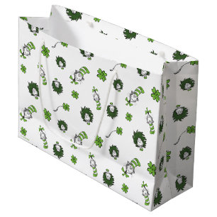 Grand Sac Cadeau Dr. Seuss   Motif Trèfle du Chat au Chapeau