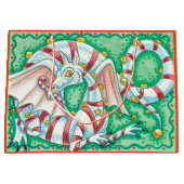 Grand Sac Cadeau Dragon de Noël Imaginaire rétro (Devant)