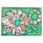 Grand Sac Cadeau Dragon de Noël Imaginaire rétro (Dos)