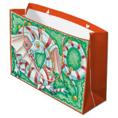 Grand Sac Cadeau Dragon de Noël Imaginaire rétro (Dos Angle)
