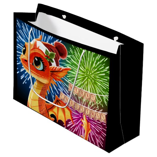 Grand Sac Cadeau Dragon de perles (Devant Angle)