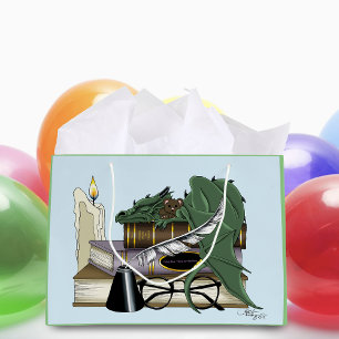Grand Sac Cadeau Dragon Endormi Fantaisiste Vert Cosy Amateur de Li