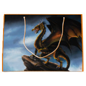 Grand Sac Cadeau Dragon noir cuivre or (Devant)