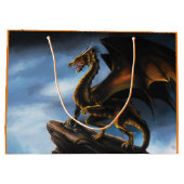 Grand Sac Cadeau Dragon noir cuivre or (Dos)
