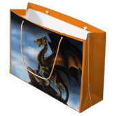 Grand Sac Cadeau Dragon noir cuivre or (Devant Angle)