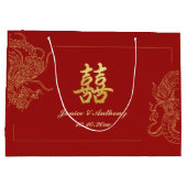 Grand Sac Cadeau Dragon Phoenix traditionnel Mariage chinois rouge (Dos)