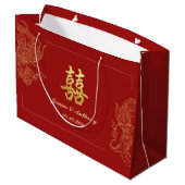 Grand Sac Cadeau Dragon Phoenix traditionnel Mariage chinois rouge (Dos Angle)