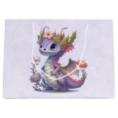 Grand Sac Cadeau Dragon violet à couronne élégante (Devant)