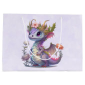 Grand Sac Cadeau Dragon violet à couronne élégante (Dos)
