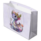 Grand Sac Cadeau Dragon violet à couronne élégante (Dos Angle)