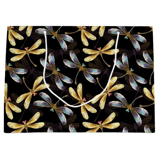 Grand Sac Cadeau Dragonflies Gold Et Sliver (Devant)
