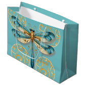 Grand Sac Cadeau Dragonfly Turquoise et Gold (Devant Angle)