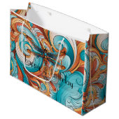 Grand Sac Cadeau Dragonfly Whimsical Steampunk en bleu et orange (Devant Angle)