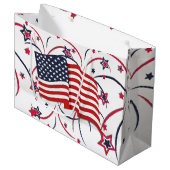 Grand Sac Cadeau Drapeau américain et feux d'artifice (Devant Angle)