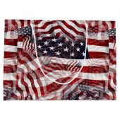 Grand Sac Cadeau Drapeau américain Rouge Bleu Bleu Grilles Étoiles  (Dos)