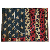 Grand Sac Cadeau Drapeau américain rustique imprimé léopard (1) (Devant)