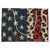 Grand Sac Cadeau Drapeau américain rustique imprimé léopard (1) (Dos)