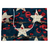 Grand Sac Cadeau Drapeau américain rustique imprimé léopard (5) (Devant)