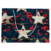 Grand Sac Cadeau Drapeau américain rustique imprimé léopard (5) (Dos)