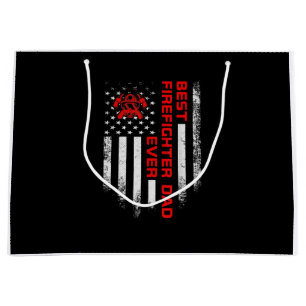 Grand Sac Cadeau Drapeau américain Vintage Mens Best Firefighter